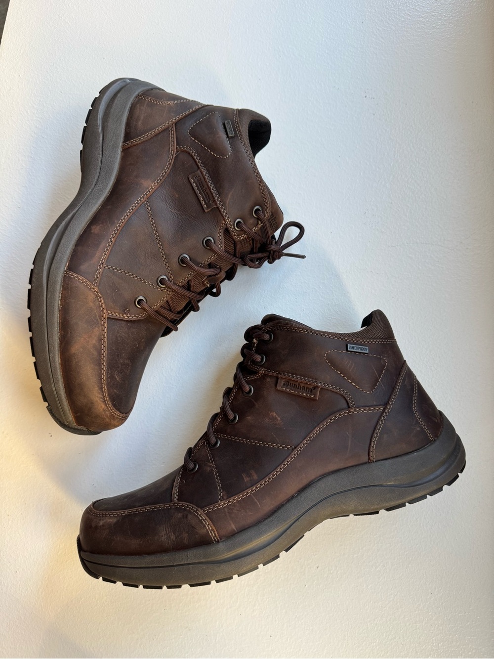 Dunham Men's Sutton Simon Waterproof Boots in brown leather US 11 UK 10.5